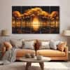 The Castle Decor Nature Golden Trees Wall Art Set of 5 Wooden Framed Digital Painting 27x48 Inch