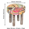 Kingsville Solid Wood Stool in Multi Colour Israel Print Kantha fabric