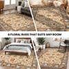 White Floral Wool 8x11 Carpet
