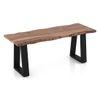 Aquila Live Edge Solid Wood Dining Bench In Teak Finish