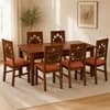 Globally Indian Yashvi Solid Sheesham Wood 6 Seater Dining Table Set 6 Chairs Terracotta Orange