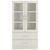 Paloma Large Crockery cum Bookshelf Cabinet with Toughened Glass Shutters and Drawers in Ivory Colour