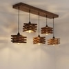 Star 5 Series Brown Solid Wood Cluster Hanging Light