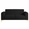 Veniza Velvet 2 Seater Sofa In Black Colour
