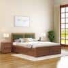 Ritz Solid Wood Hydraulic Storage King Size Bed in Amber Walnut Finish