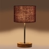 Devansh Brown Jute   Table Lamp With  Natural  Wood Base  & Steel Pipe (7X17 Inches)-17