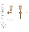 Abbie Single Light Wall Fitting In Antique Brass Finish Metal With Amber Glass