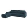 Apollo Fabric Sectional Sofa (Colour : Indigo Blue, Cushion : Soft, Back Type : Regular, Seating Capacity : Left Aligned 3 Seater + Left Aligned Chaise + Ottoman)