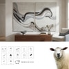 Abstract Blue Gray Wool Silk Wall Art 2 Panel Set 7 x 5 Feet