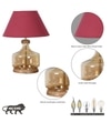 Alexandro Amber Lustere Glass And Wood Table Lamp With Maroon Cotton Shade