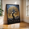 The Castle Decor Golden Wish Tree Wall Painting Framed Artwork 20x30 Inch
