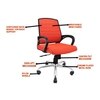 Smart Ergonomic Chair With Breathable Orange Mesh Fabric