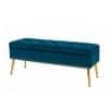 Doe Buck Velvet Tufted Storage Bench in Teal Blue Colour with Gold Legs