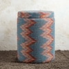 Crest Jacquard Wooden Storage Ottoman Upholstered in Blue Color