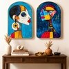 Abstract Women Face Wall Art Painting Set of 2 Gold Frame 16 x 24 Inch