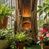 Brown Nature Inspired Carved Tree Water Fountain