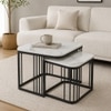Furnamet Square Metal Nesting Coffee Table Set Black Finish White Porcelain Top Set Of 2