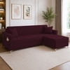 Convil Velvet L Shape 4 Seater Sofa in Red wine Color