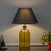 OLVIRA Modern Green Glass Table Lamp with Silver Metal Accent Black Shade