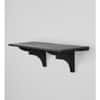 Solid Wood Fixed Bracket Wall Shelf in Black Colour