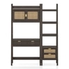 Strava Solid Wood and Cane Study and bookshelf with in Dark chestnut Finish