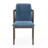 Harper Solid Wood Single Dining Chair In Danish Walnut Finish with Baltic Blue Colour