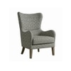 Carolina Printed Canvas Geometry Fabric Wing Chair in Green Colour