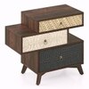 Zenga Solid Wood Side Table in Antique Walnut Finish