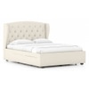 Holmebrook Engineered Wood Queen Size Drawer Storage Upholstered Bed in Ivory Leatherette Colour
