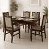 Globally Indian Compact Wooden 6 Seater Dining Table Set – Comfortable 6 Upholstered Seat and Back in Brown Sapphire
