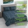 Taran Dark Green Shade Floral 400 TC Cotton Flat Double Queen Size Bedsheet with 2 Pillow Covers – Threads