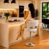 Doe Buck Adjustable Upholstered Bar Stool in Grey Colour with Chrome Base