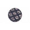 Roswell Sheesham Wood Parisian Round Set of 2 Stools in Blue Jacquard Work Fabric Upholstery