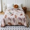 Cream Floral Wool Blanket Double Bed 240 X 220 Cm