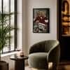 The Castle Decor Gentleman Red Suit Cocktail Wall Art Framed Painting 20x30 Inch