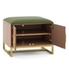 Nina 4 Pairs Solid Wood Shoe Cabinet With Seat In Amber Walnut Finish Olive Leatherette