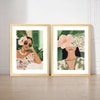 Boho Women Portrait Green and Pink Set of 2 Framed Posters 45x60 cm