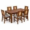 Globally Indian Bastien Solid Sheesham Wood 6 Seater Dining Table Set 6 Chairs Grey