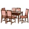 Globally Indian Compact Wooden 6 Seater Dining Table Set – Comfortable 6 Upholstered Seat and Back In Pink Sapphire