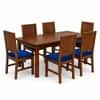 Globally Indian Aurelie Solid Sheesham Wood 6 Seater Dining Table Set 6 Chairs Navy Blue