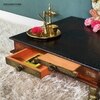 D'Dass Copper Mdf and Sheesham Wooden Pooja Chowki With Drawer