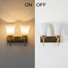 AURORA Modern Brass Wall Light with Frosted White Glass Shades