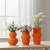 Vibrant Tangerine Ribbed Bubble Vases