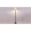 Mickey White Natural Fiber Floor Lamp with Black Iron Base