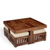 Palladio Sheesham Wood Accent Coffee Table Set With 4 Stools In Natural Teak Finish
