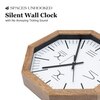 Modern Octagonal Wooden Wall Clock with Sharp Linear Indices