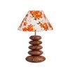 Devansh Printed Cotton Table Lamp With Wood  Pebble Lamp  (10X10X15) Inches