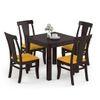 Arabia-Fabio 4 Seater Dining Table With Set Of 4 Chairs (Colour- Matty Yellow, Finish- Mahogany)