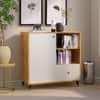 Hexa Engineered Wood Bookshelf Multipurpose Storage Rack in Giant Wood and Frosty White Colour
