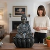 Black Fiber Glass Twilight Lotus Buddha Indoor Water Fountain